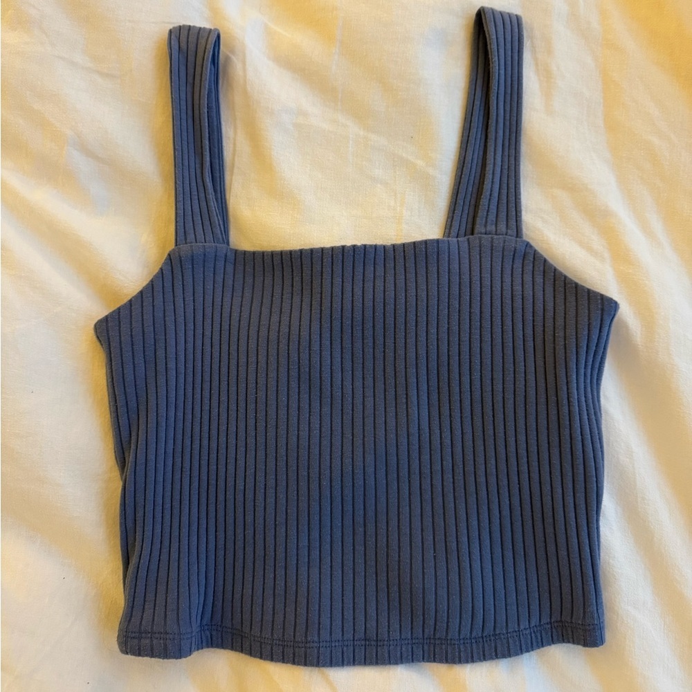 American Eagle Outfitters Blue Ribbed Crop Top